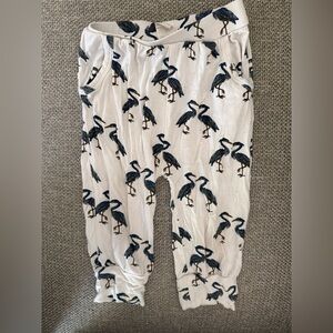 kate quinn White Pajama Pants with Navy Heron Print